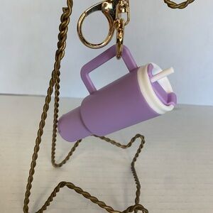 Tumbler Cup Keychain Bag Charm Purple Butterfly Accessory
